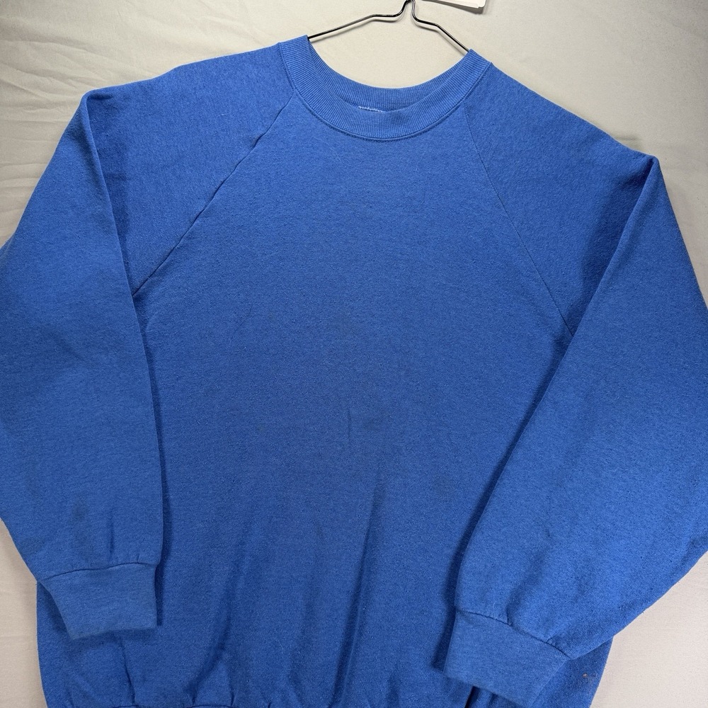 Vintage Fruit Of The Loom Raglan Crewneck Sweatshirt Mens XL Royal Blue Fleece